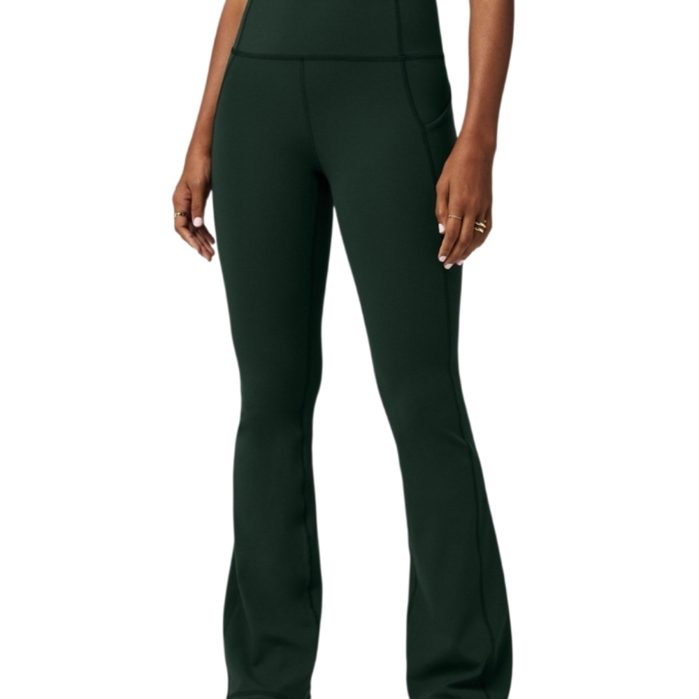 Fabletics Cold Weather Pocketed High-Waisted Flare Evergreen NWT XL SHORT